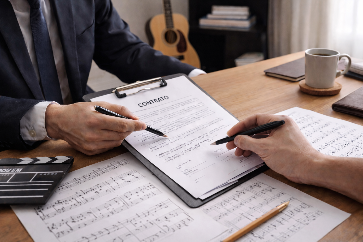 music business workspace professional desk minimal